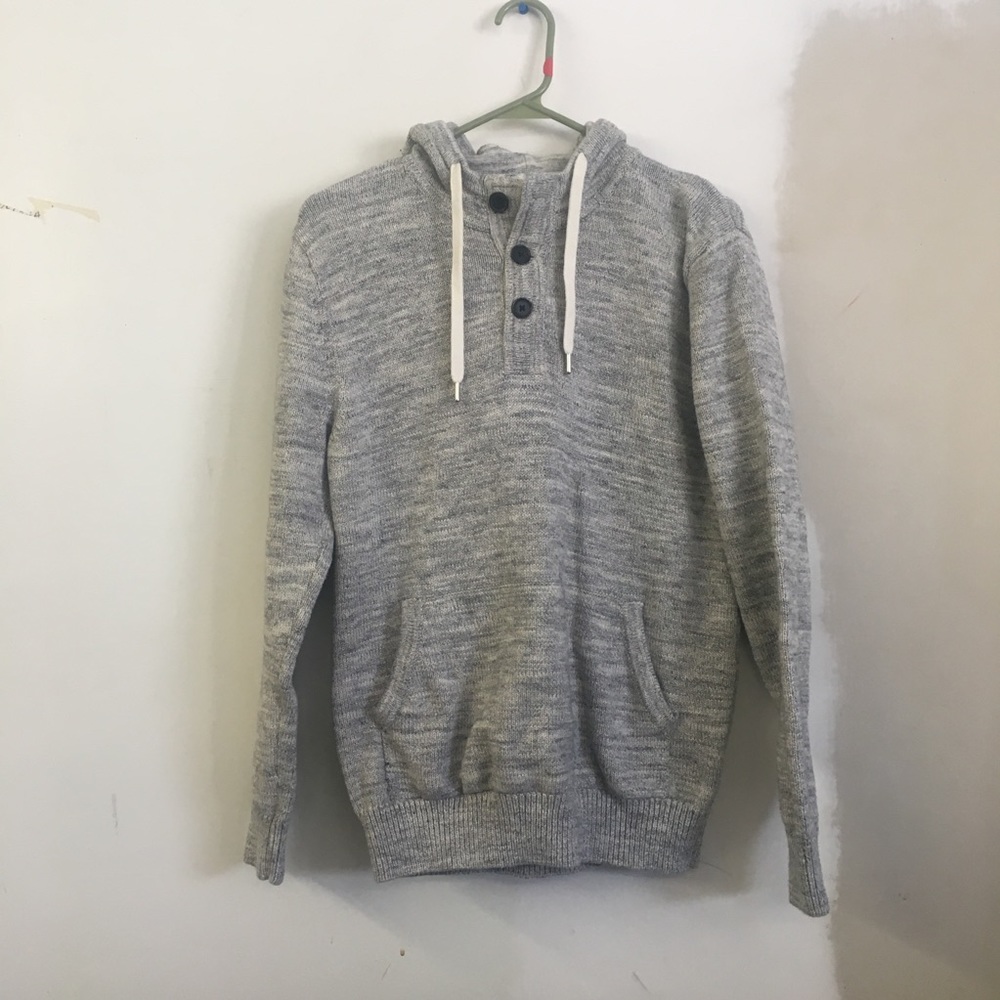 H&M Heather Gray Hoodie Sweater w/Buttons